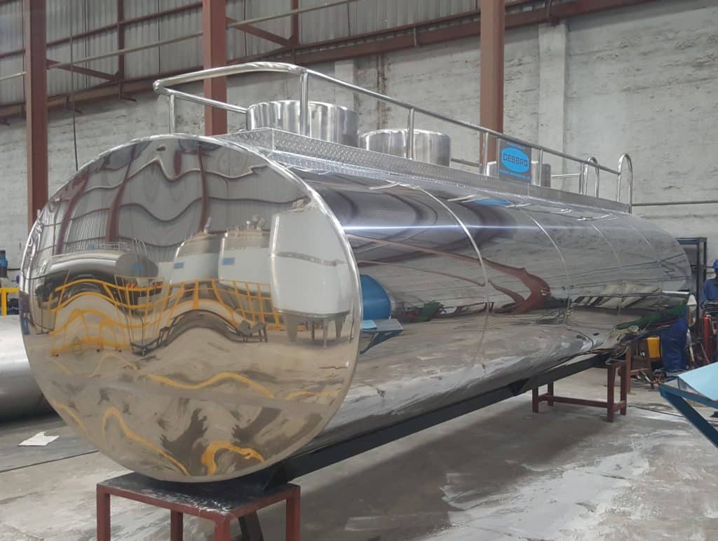 Large stainless steel industrial tank fabrication